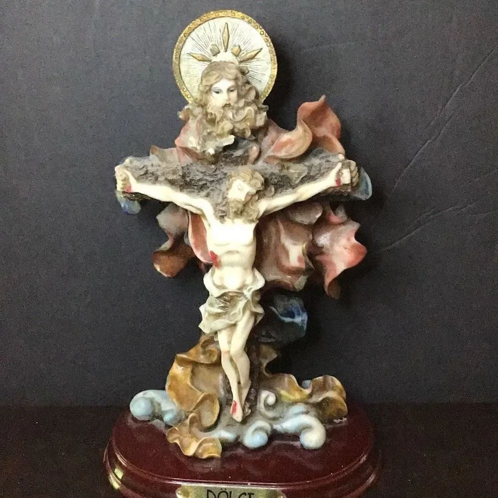 Sculpture God over Jesus on the cross label Dolci